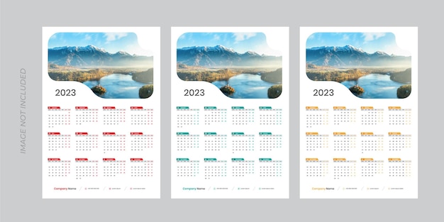 2023 Modelo de design de calendário de parede de uma página, calendário moderno de uma página de 12 meses
