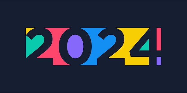 Vetor 2024 feliz ano novo vetor de design de logotipo colorido e moderno modelo de design de ano novo 2024