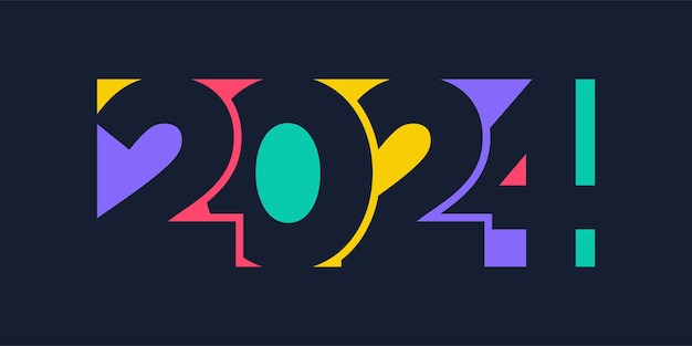 2024 feliz ano novo vetor de design de logotipo colorido e moderno modelo de design de ano novo 2024