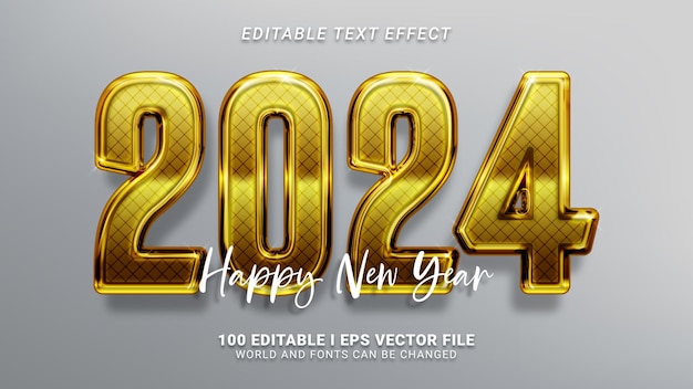 2024 luxo feliz ano novo efeito de texto