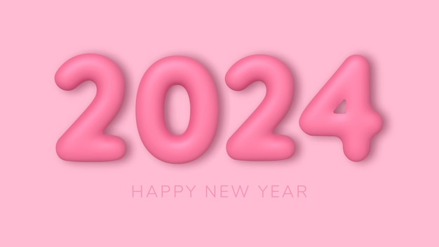 2024 números em fundo rosa 3d Feliz Ano Novo fundo Ilustração vetorial