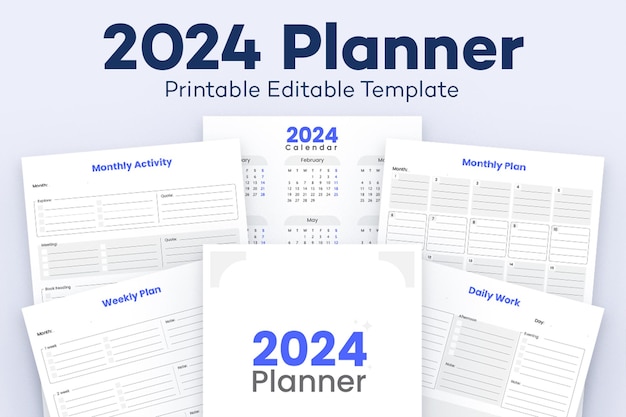 Vetor 2024 planificador mensal planificação semanal e diária