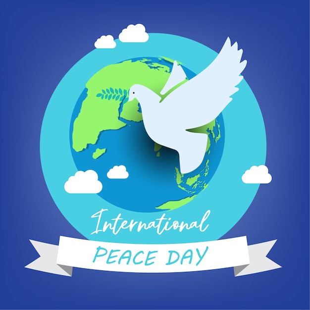 21 de setembro, dia internacional da paz. conceito de ilustração apresenta mundo de paz.
