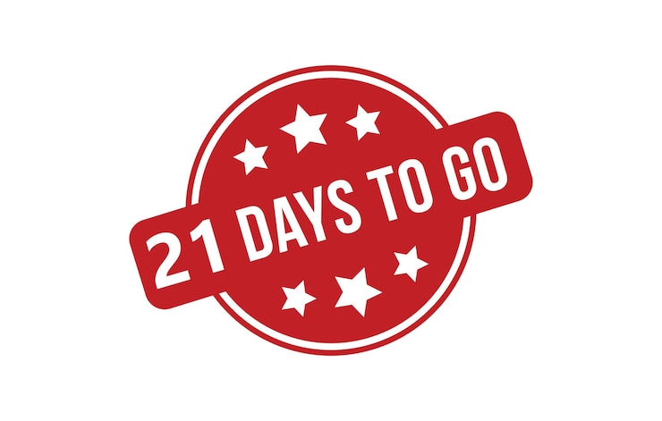 Vetor 21 dias para ir bandeira vermelha ilustração vetorial de design