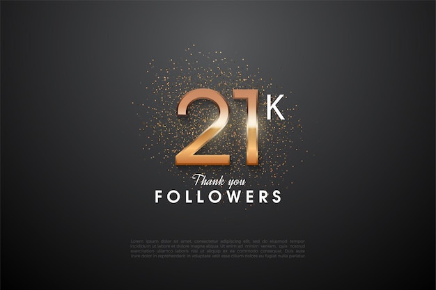 21 mil seguidores em fundo de pó de glitter comemorativo