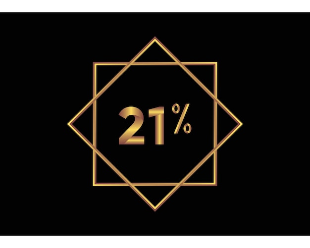 Vetor 21 por cento na imagem vetorial de ouro de fundo preto