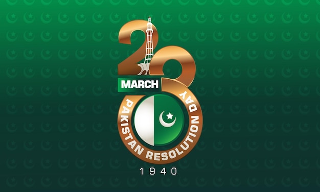 23 de março design de logotipo com bandeira do paquistão e minar e paquistão