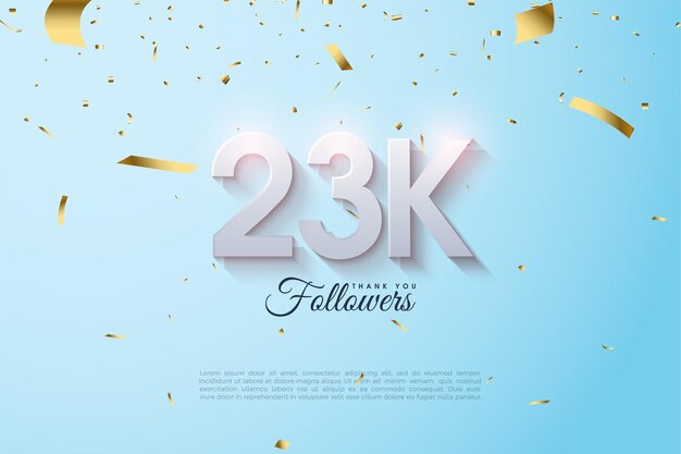 23 mil seguidores com números tridimensionais modernos