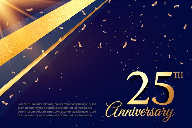 25 anos banner vetor aniversário templatbernthday celebração banner com números dourados
