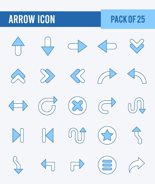 25 arrow two color icons pack ilustração vetorial