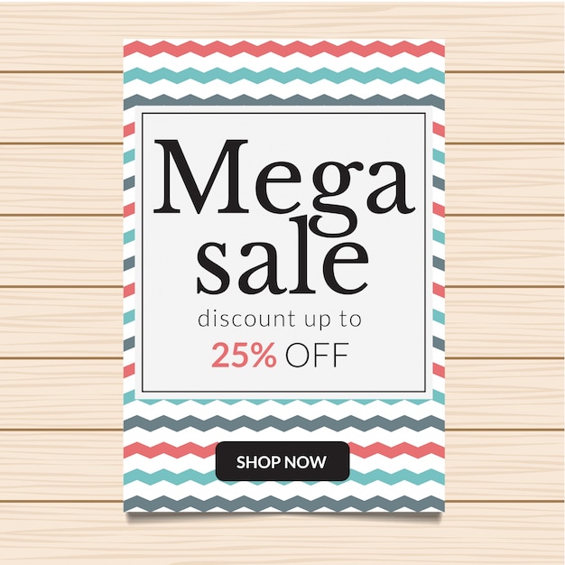 25% de desconto mega sale banner illustration