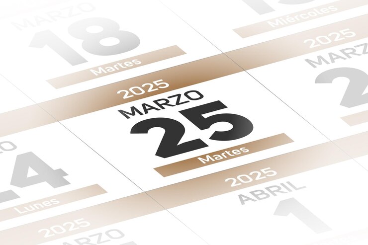 Vetor 25 de março de 2025 ano ilustração do dia do calendário espanol