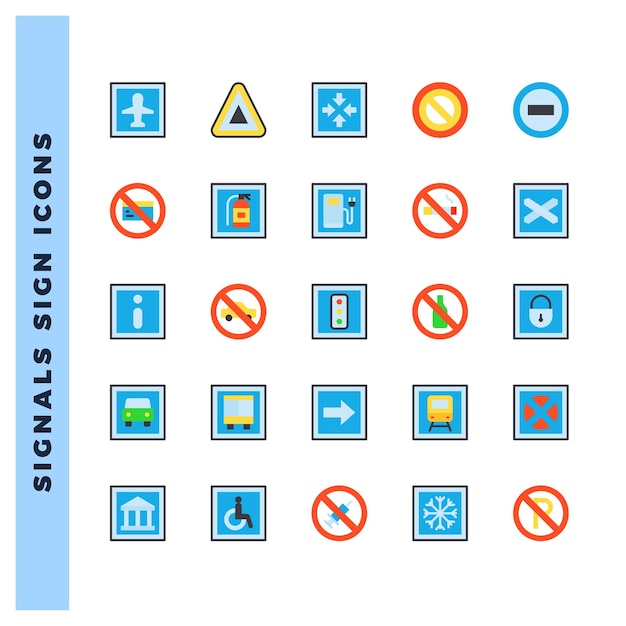 Vetor 25 sinais e proibições ícones planos ilustração vetorial do pacote