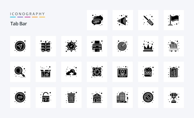 25 tab bar solid glyph icon pack