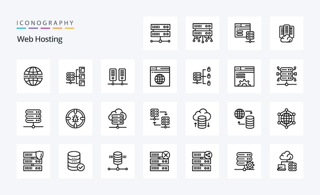 25 Web Hosting Line icon pack Vector ilustração de ícones