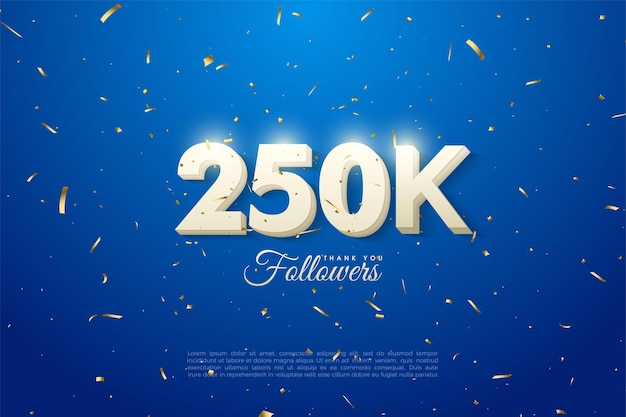 250 mil seguidores com números brancos na nuvem