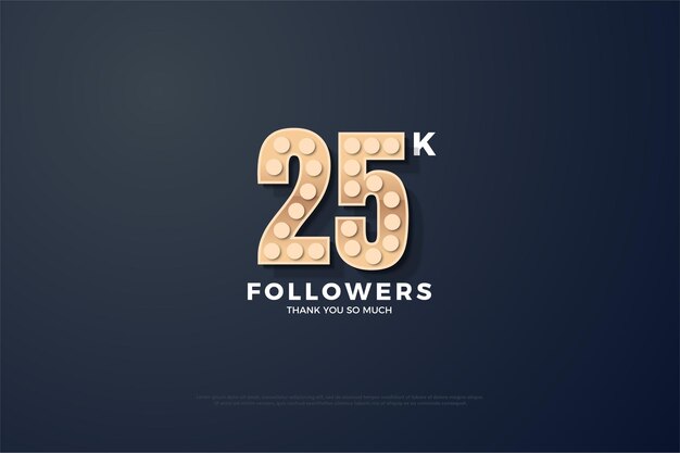25k seguidores com ilustração de números 3D aparecendo no fundo