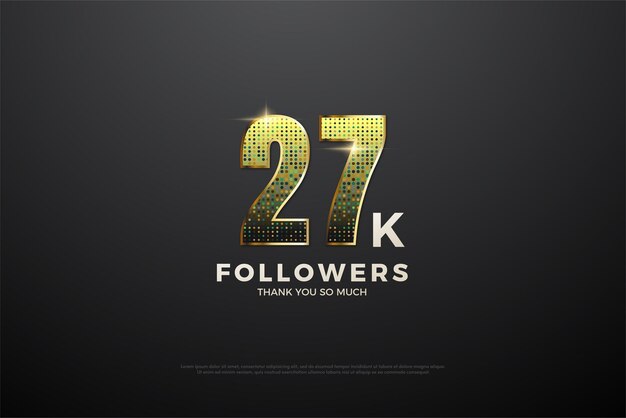 27k seguidores bandeira com brilhante e brilhante celebração número ilustração