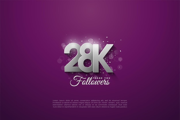 28 mil seguidores com números de prata empilhados.