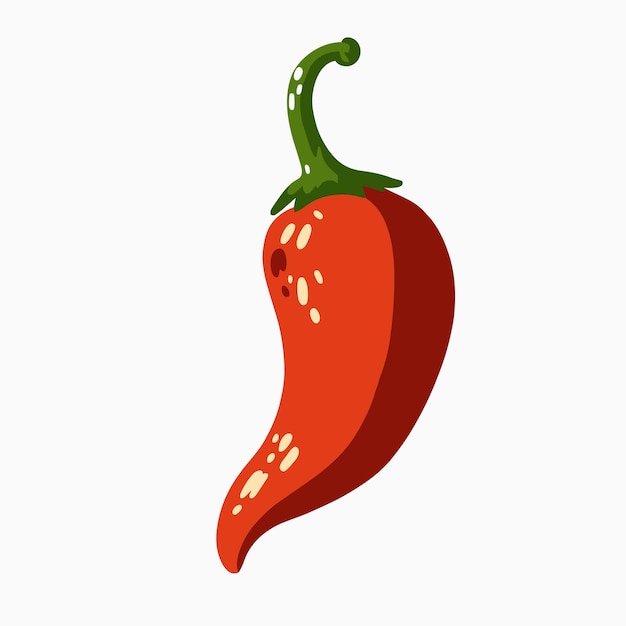 2D Flat Red Pepper Icon de comida picante mexicana