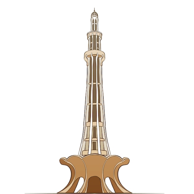 Vetor 2d minarepakistan design de edifício