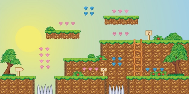 2D Jogo 9 Da Plataforma De Tileset Ilustração Stock - Ilustração