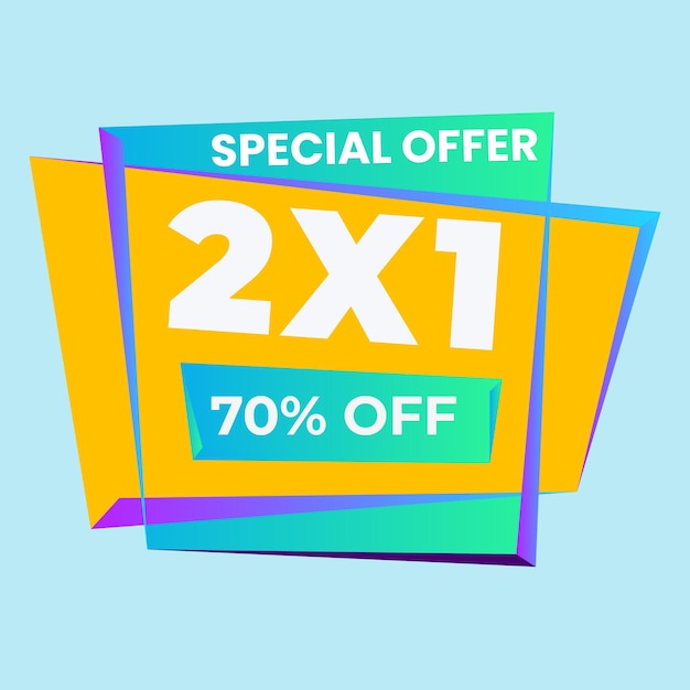 2x1 Modelo de promoção Banner Vector e etiqueta de adesivos