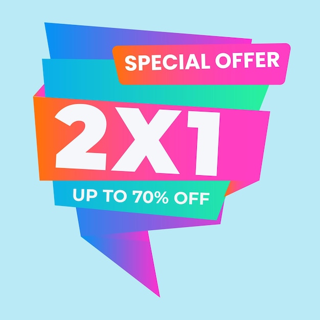 2x1 Modelo de promoção Banner Vector e etiqueta de adesivos