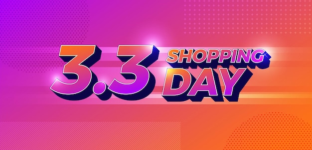 3.3 design de banner de venda de dia de compras. dia mundial de compras global venda em fundo de cores vivas. vecto