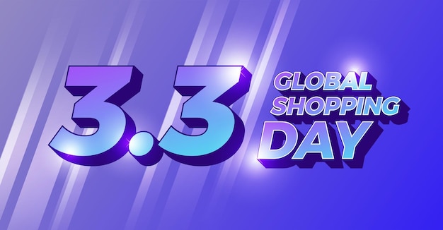 Vetor 3.3 design de banner de venda de dia de compras. dia mundial de compras global venda em fundo de cores vivas. vecto