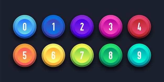 3 d colorido ícone definido com número de ponto de bala