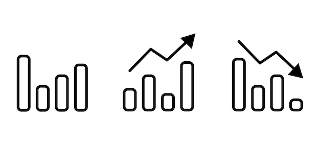 3 ícones de gráficos de barras