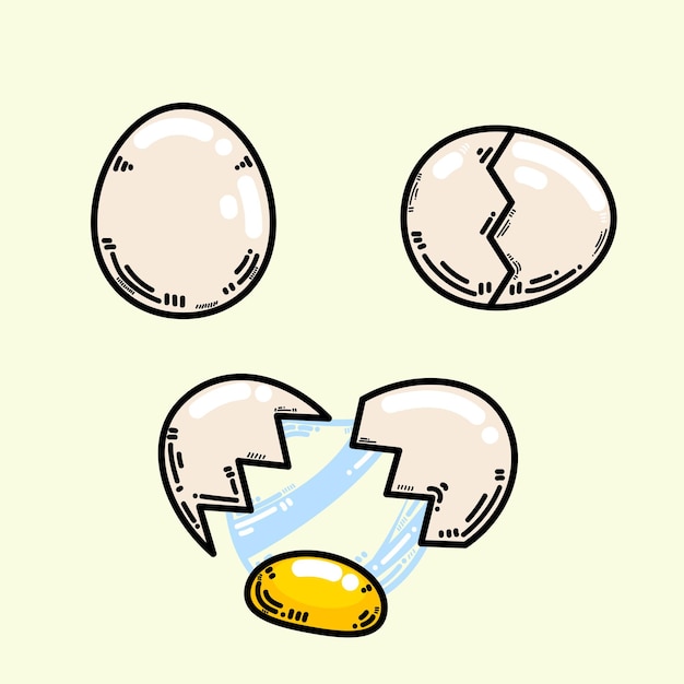 Vetor 3 ovos conjunto 2 em estilo cartoon