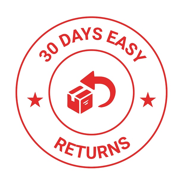 30 days easy returns confia no design e nos ícones do logotipo do crachá