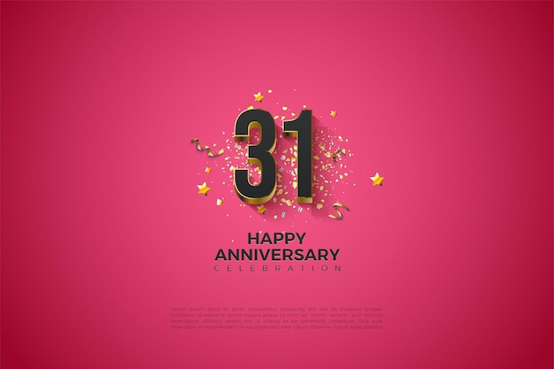 31º aniversário com números folheados a ouro em fundo rosa escuro