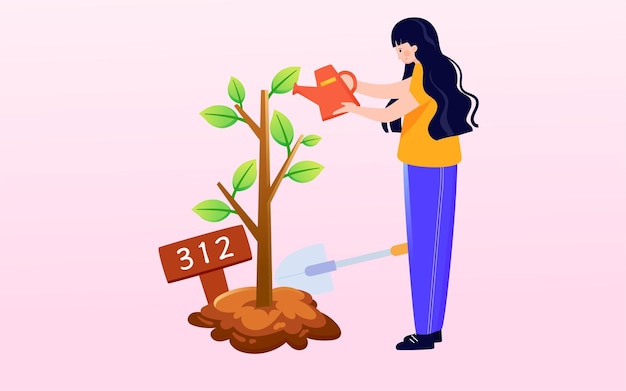 312 personagens de ilustração do dia da árvore amam o meio ambiente pôster de proteção ambiental da primavera