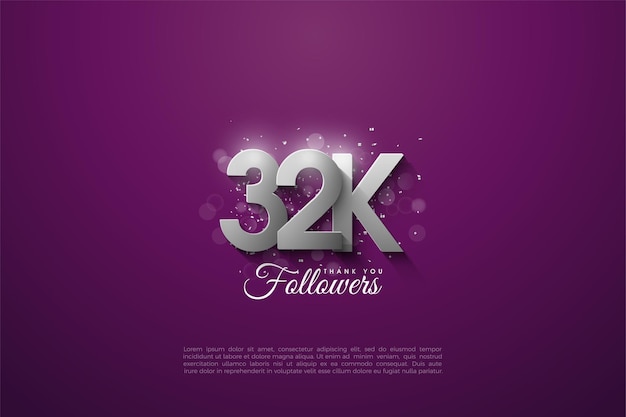 32 mil seguidores com ilustração de números 3D