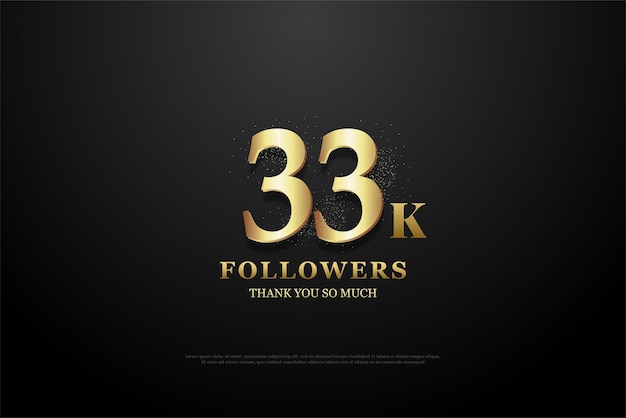 33k seguidores com ilustração plana de número dourado