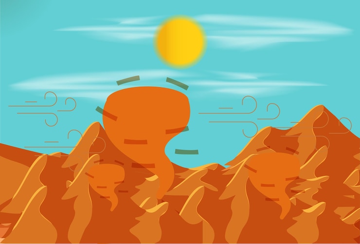 Vetor 3481 ilustração do conceito de tempestade de areia no deserto