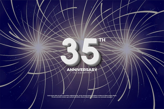 35º aniversário com fogos de artifício atrás dos números