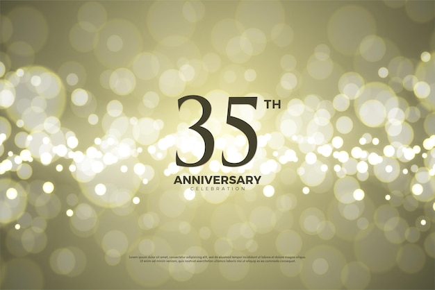 35º aniversário com ilustração de fundo de papel dourado