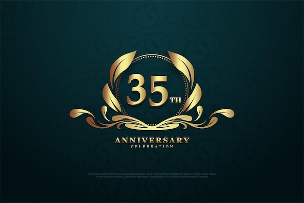 35º aniversário com um número charmoso no meio do símbolo