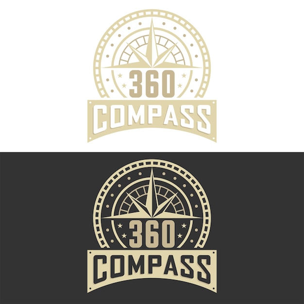 Vetor 360 compass logo design vintage (em inglês)