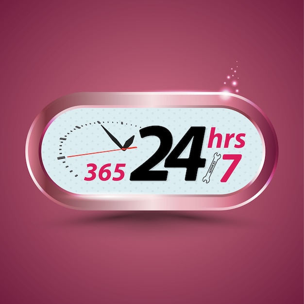 365 24hrs / 7 atendimento ao cliente aberto com relógio