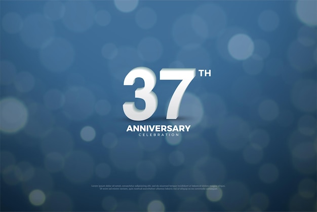 37º aniversário em lindo fundo azul bolha.