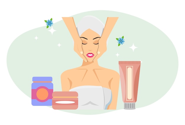 3872 Ilustração do conceito de massagem facial
