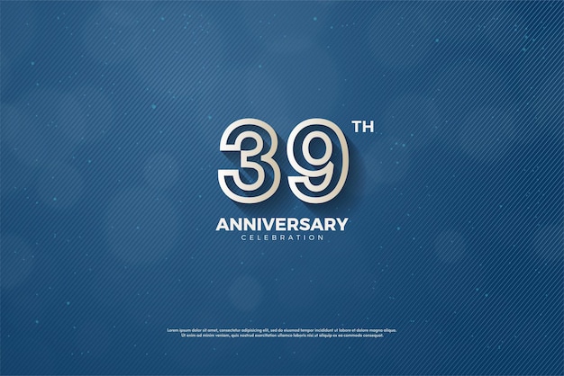 39º aniversário com fundo de textura de linha azul.