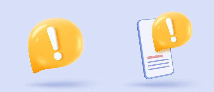 Vetor 3d aviso de alerta ícone sinal em fala bolha negativa lista de verificação botões escolha para falsa urgência correta tick mensagem lembrete para o problema 3d ícone de emergência vetor render ilustração