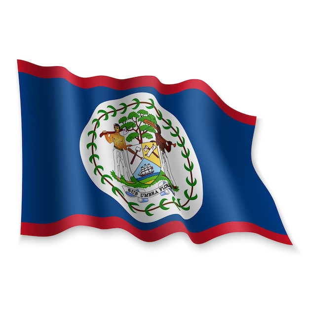 3D bandeira de ondulação realista de Belize no fundo branco