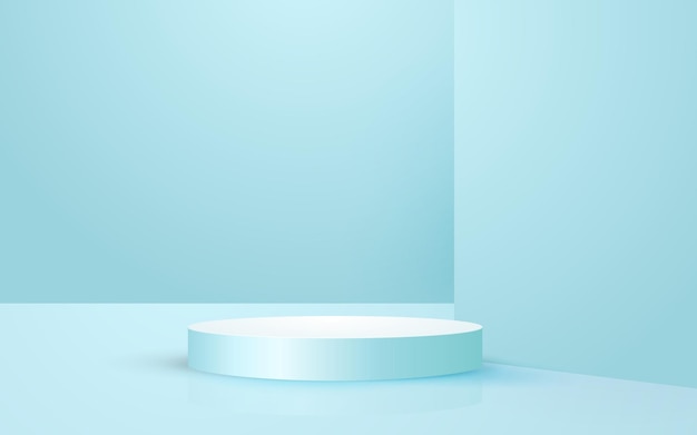 3d cena azul pastel fundo do pódio redondo perfeito para promoção de eventos maquete de apresentação de produtos cosméticos